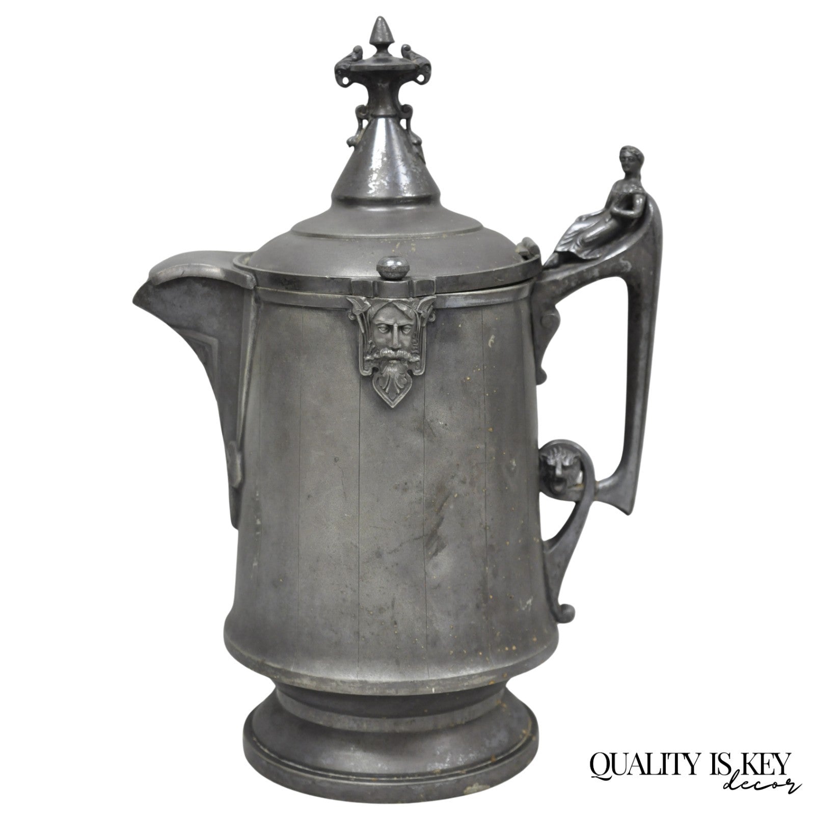 Antique Renaissance Reed & Barton Figural Silver Plated Coffee Water Pitcher