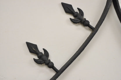 Vintage Gothic Renaissance Large Wrought Iron Metal Arched "Spear" Wall Mirror