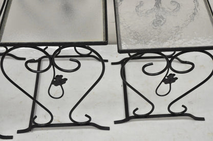 Vintage Salterini Wrought Iron Maple Leaf Garden Nesting Side Tables - Set of 3