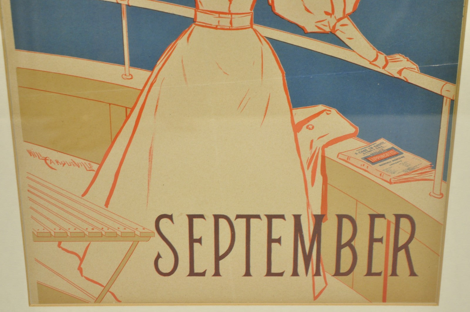 Art Deco Will Carqueville Lippincott's "September" Framed Lithograph Print