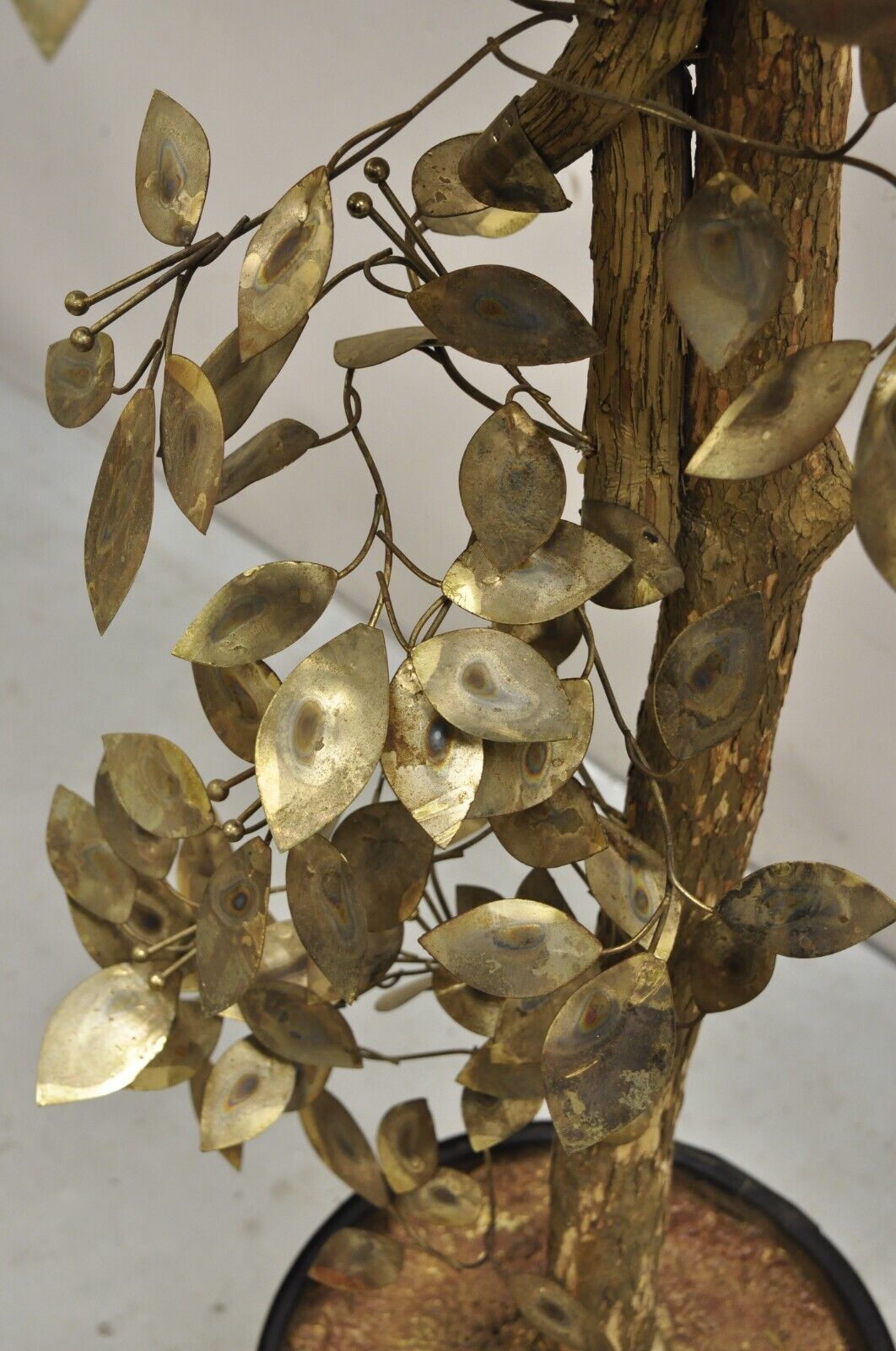 Vintage Mid Century Modern Curtis Jere Style Brutalist Brass Tree Sculpture