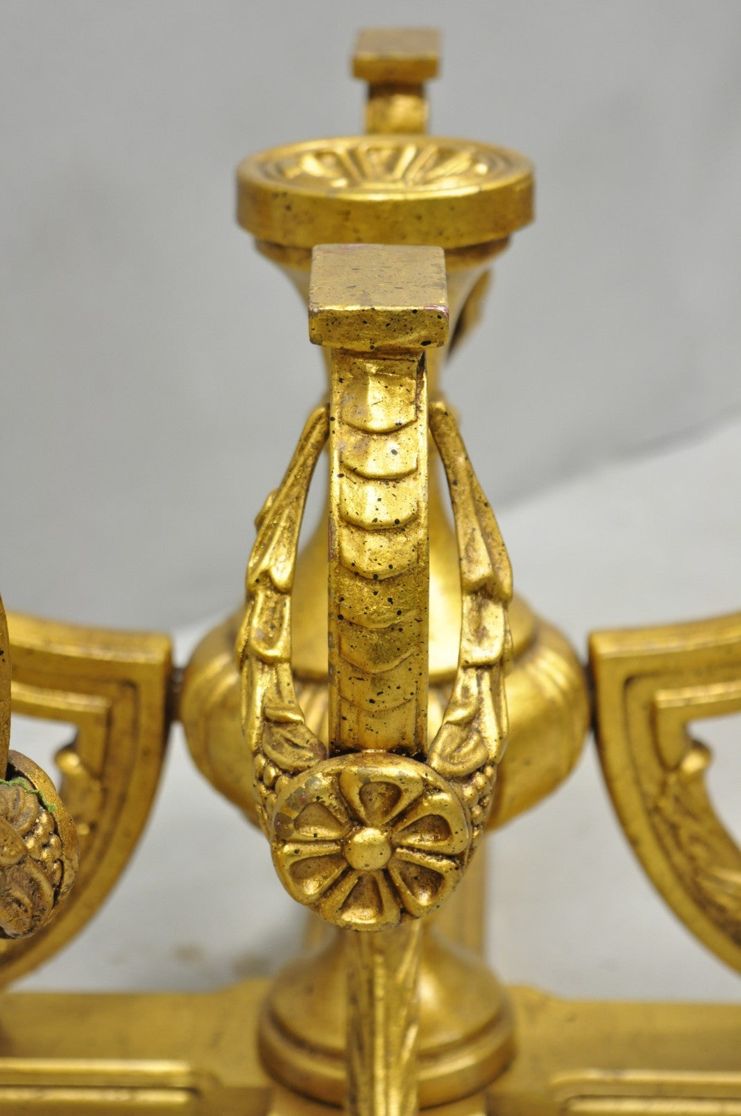 Vintage Italian Hollywood Regency Gold Gilt Metal Double Pedestal Coffee Table