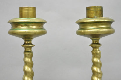 Vintage French Renaissance Brass Figural Candlestick Pricket Candleholder a Pair