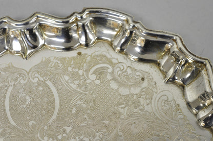 Vintage Kent Silversmiths Scalloped Silver Plated Serving Tray Trinket Dish