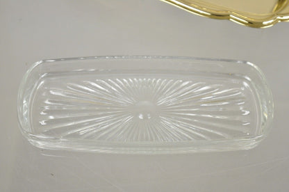 Vintage Gold Plated Metal Hollywood Regency Butter Dish With Glass Liner