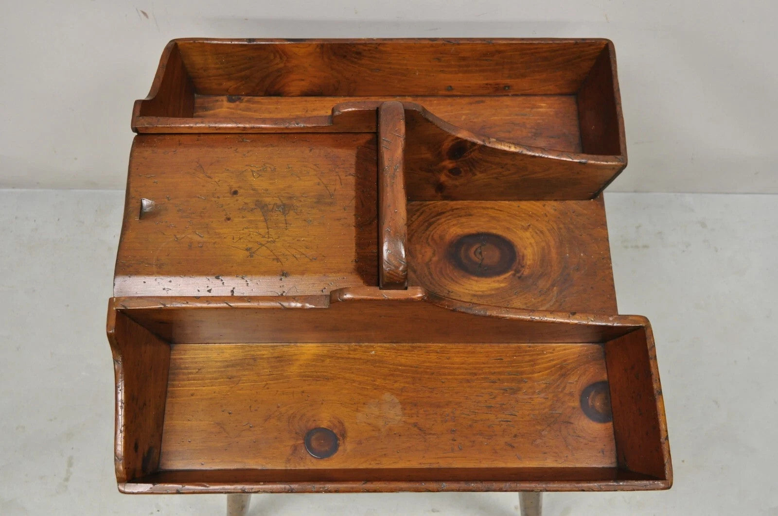 Vintage Pine Wood Primitive French Country Cobblers Work Stand Side Table