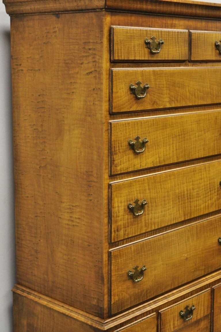 Antique New England Queen Anne Curly Tiger Maple Small Chest Dresser Highboy