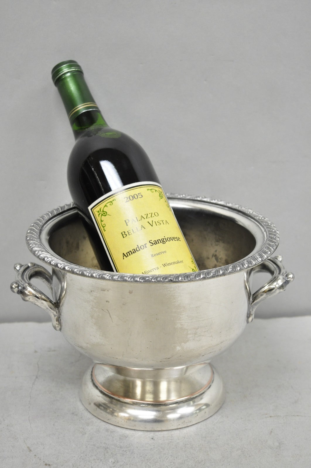 Vintage English Regency Style Silver Plated Low Champagne Chiller Ice Bucket