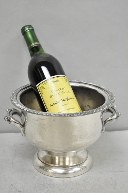 Vintage English Regency Style Silver Plated Low Champagne Chiller Ice Bucket