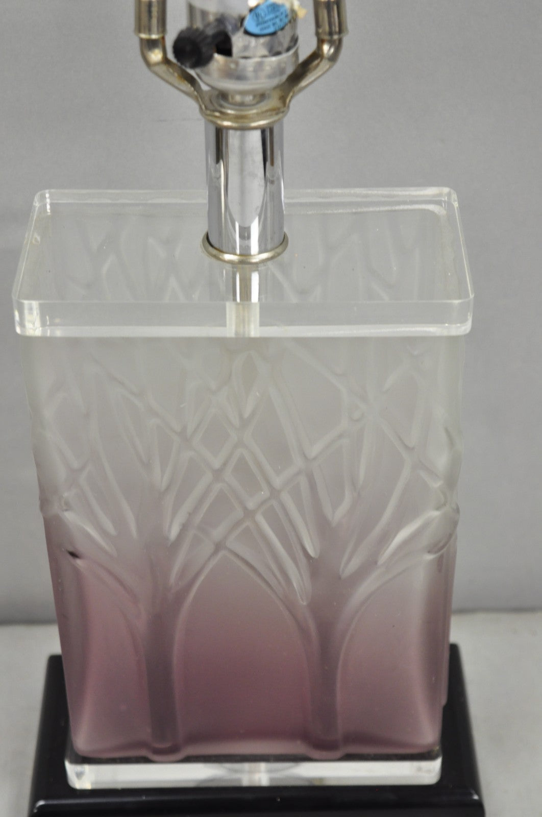 Mid Century Modern Acrylic Lucite Purple "Tree of Life" Small Cube Table Lamp