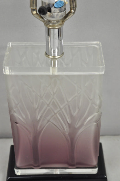 Mid Century Modern Acrylic Lucite Purple "Tree of Life" Small Cube Table Lamp