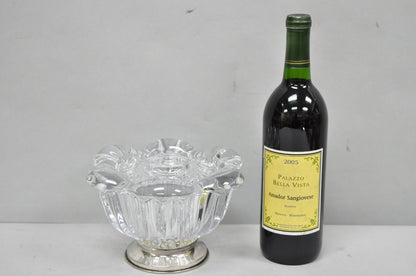Vintage French Mid Century Modern Crystal Glass Flower Frog Flower Holder Vase