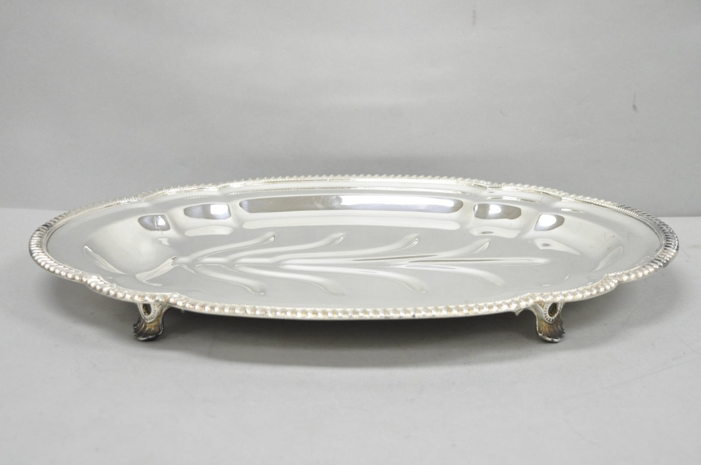 Vintage English Regency Silver Plated Meat Cutlery Serving Platter Tray by LB
