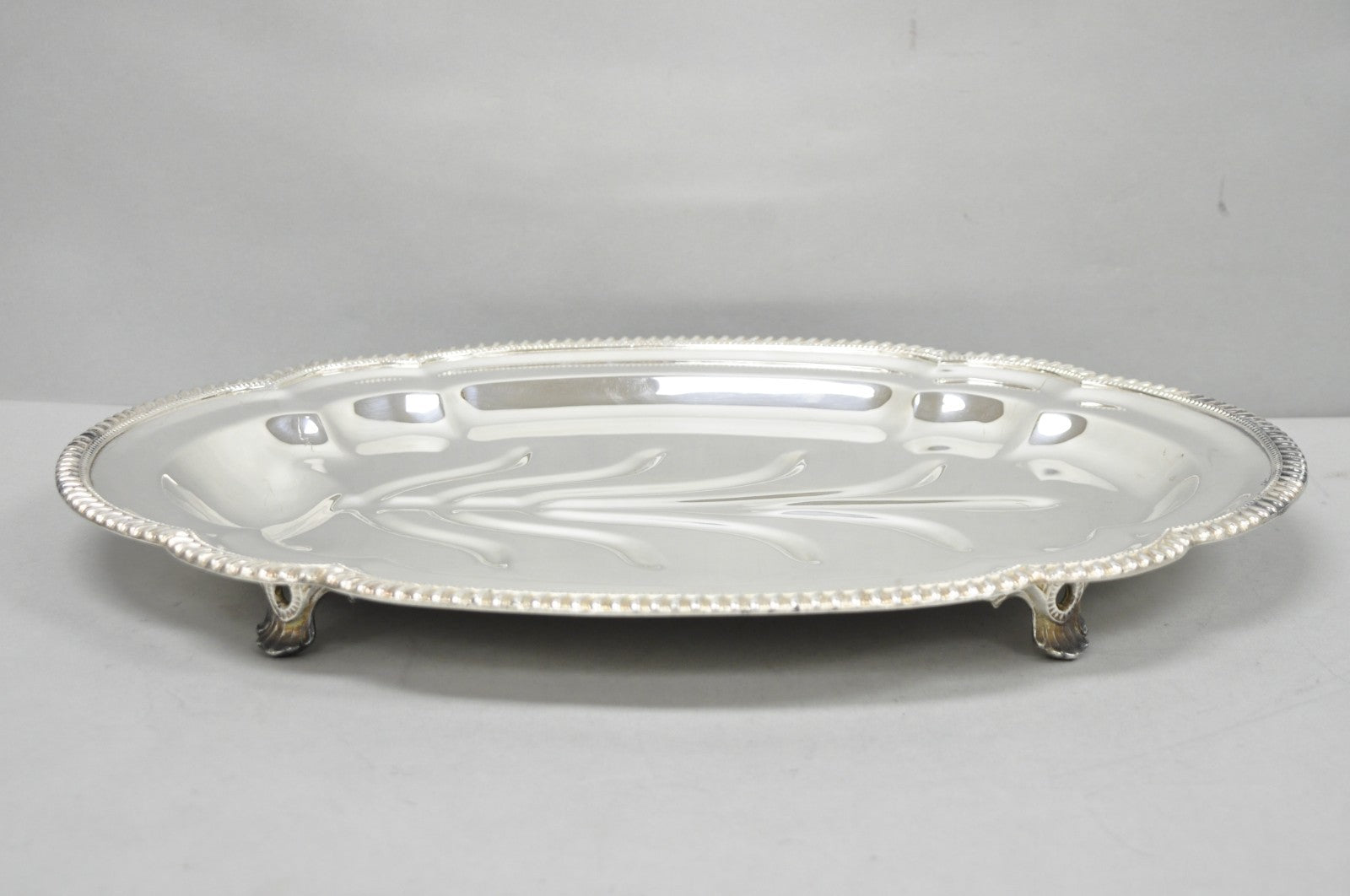 Vintage English Regency Silver Plated Meat Cutlery Serving Platter Tray by LB