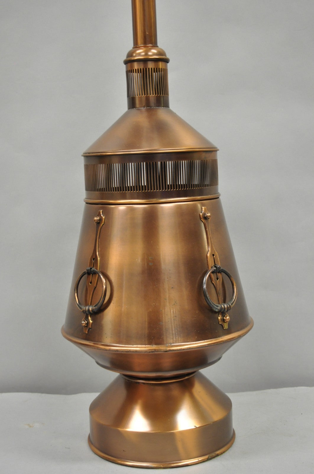 Vintage Industrial Mid Century Modern Copper Metal "Ship Turbine" Table Lamp