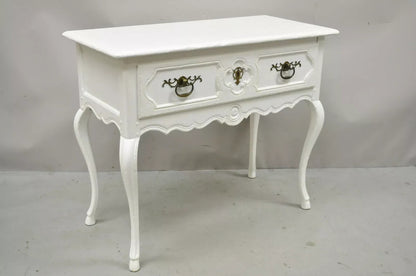 Vintage Baker French Country Regency Hoof Foot White One Drawer Console Table