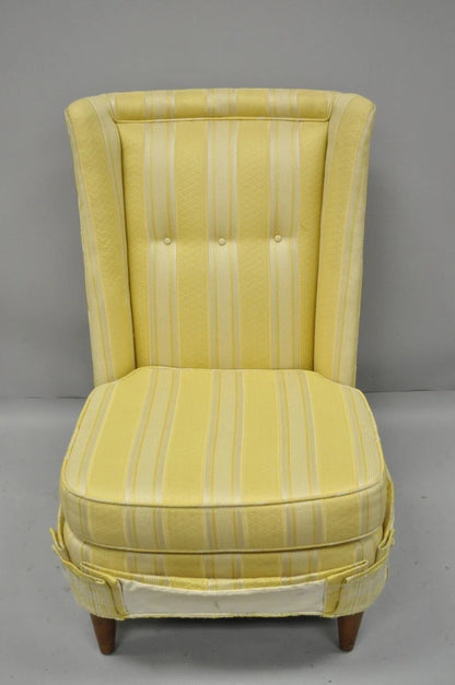 Paul Laszlo Mid Century Modern Upholstered Barrel Wing Back Slipper Lounge Chair