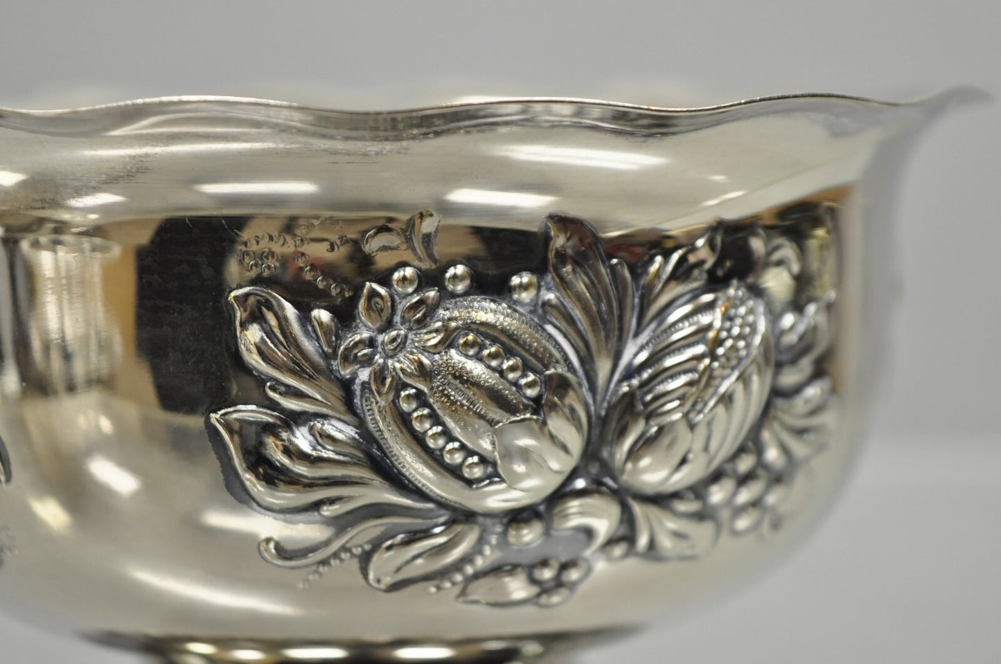 Antique Primans Sweden Silver Plated Repousse Nut Candy Small Bowl Dish