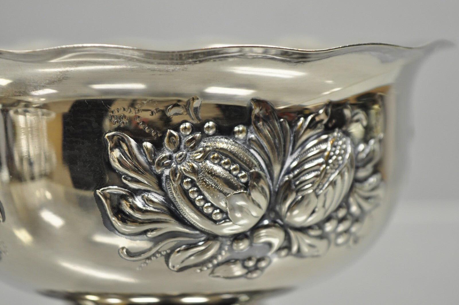 Antique Primans Sweden Silver Plated Repousse Nut Candy Small Bowl Dish