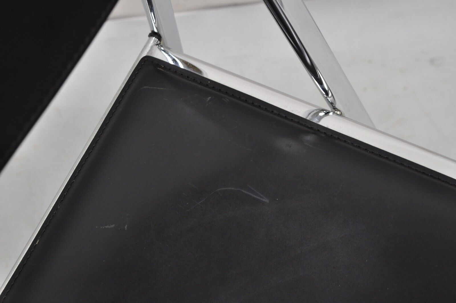 Arrben Italy Italian Modern Chrome Black Leather Tamara Folding Chair (Single)