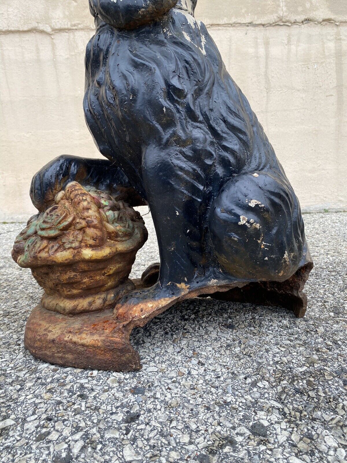 Cast Iron Victorian Seated Golden Retriever Dog Guardian Garden Entry Statues
