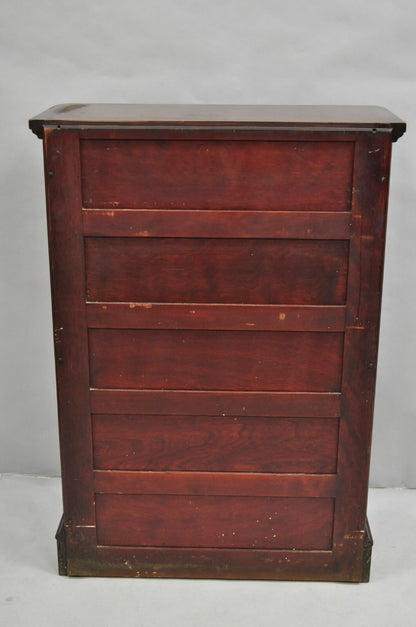 Antique Arts & Crafts Mahogany 15 Drawer Medical Dental Cabinet w/ Marble Base