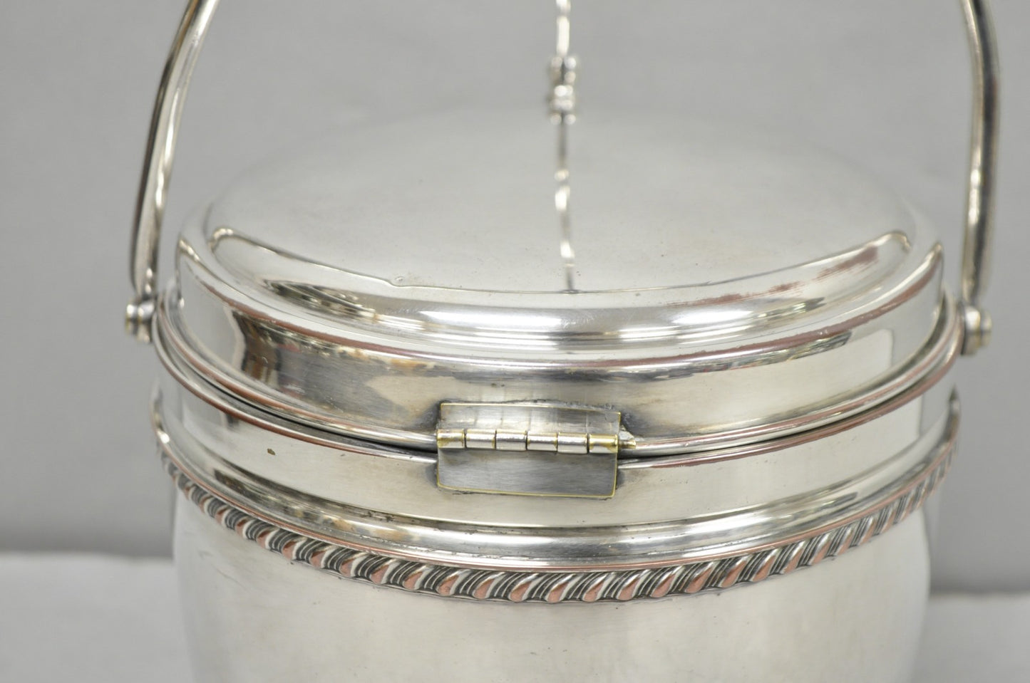 Vintage Bernard Rice's Sons Silver Plated Reticulating Hinge Lid Bar Ice Bucket