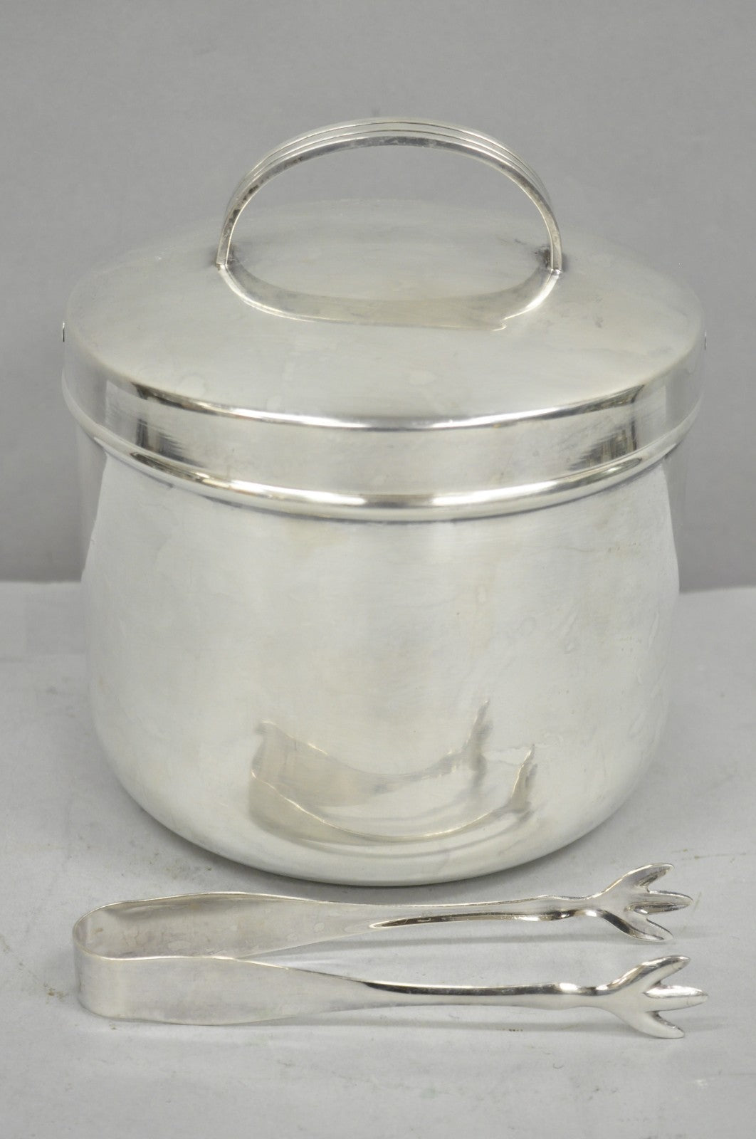 Vintage Fisher Mid Century Modern Art Deco Silver Plated Lidded Ice Bucket
