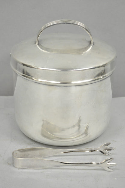 Vintage Fisher Mid Century Modern Art Deco Silver Plated Lidded Ice Bucket
