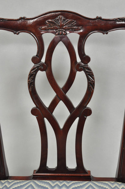 Vintage Kindel Georgian Chippendale Mahogany Dining Room Side Chairs - Set of 8