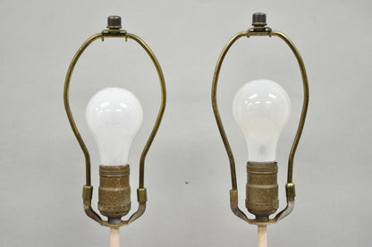 Antique French Renaissance Figural Spelter Metal Figural Cherub Table Lamps Pair