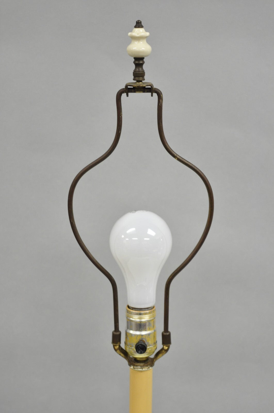 Vintage Chinoiserie White Porcelain Jardinere Table Lamp w/ Applied Flowers