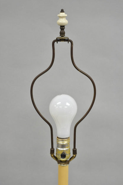 Vintage Chinoiserie White Porcelain Jardinere Table Lamp w/ Applied Flowers