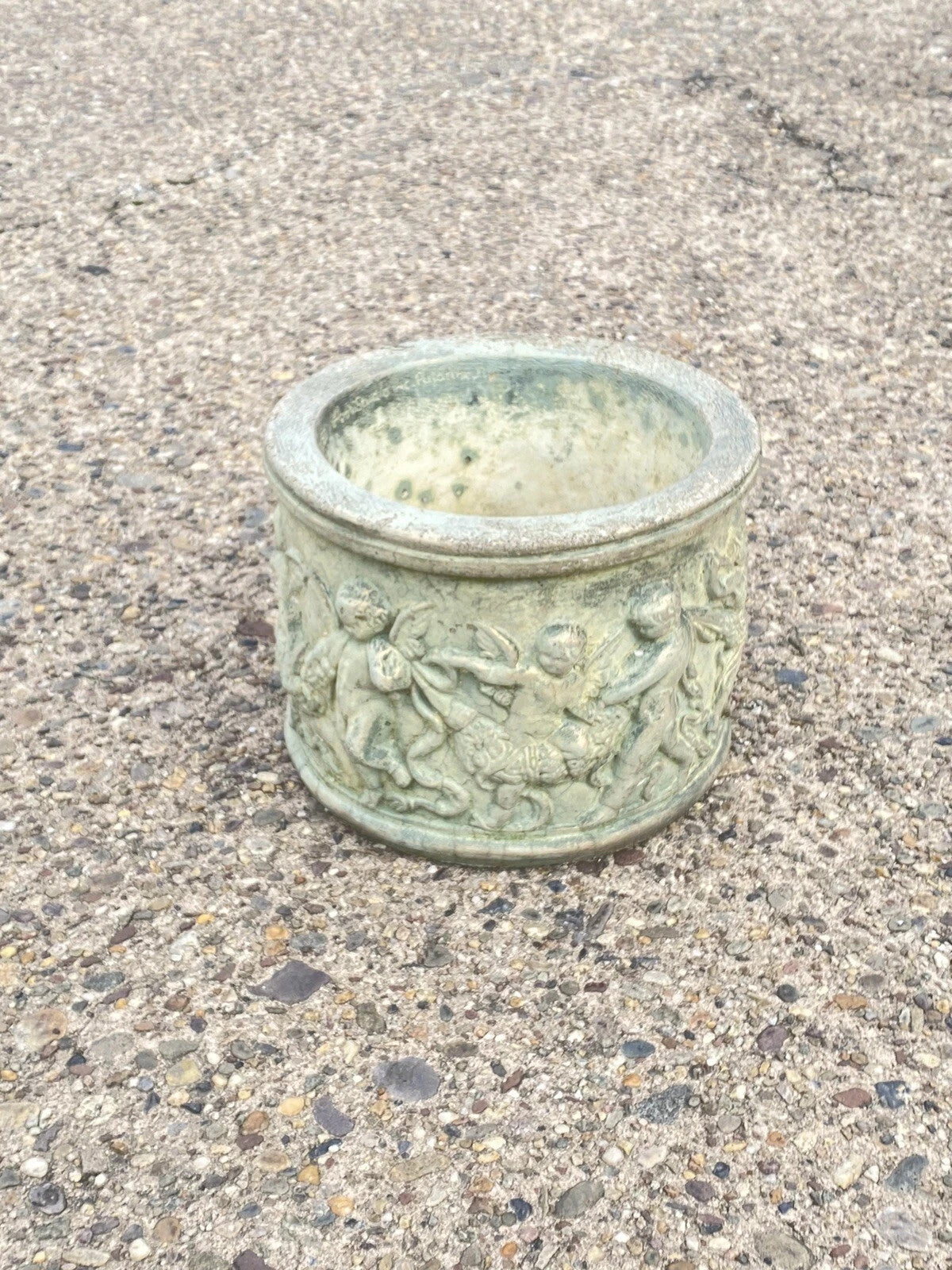 Henri Studio Concrete Cement Small 11" Round Classical Cherub Garden Planter Pot