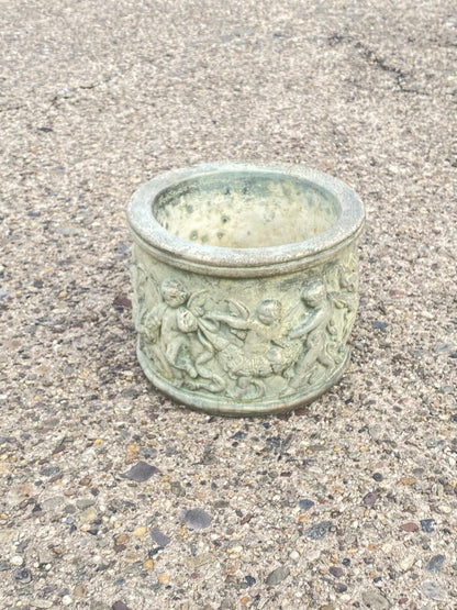Henri Studio Concrete Cement Small 11" Round Classical Cherub Garden Planter Pot