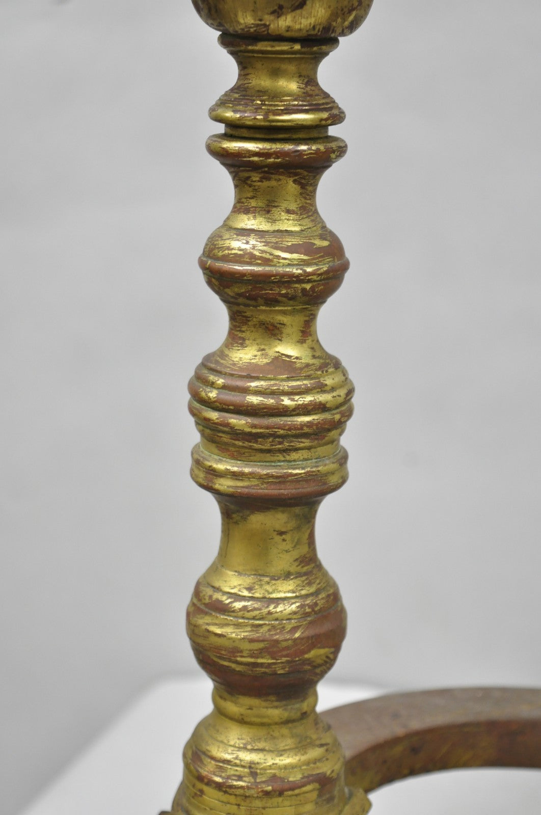 Antique French Baroque Louis XV Style Bronze Brass Andirons with Patina - a Pair