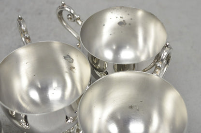 Vintage Large Silver Plated Pedestal Punch Bowl Set w/ 12 Cups - 14 Pc Set