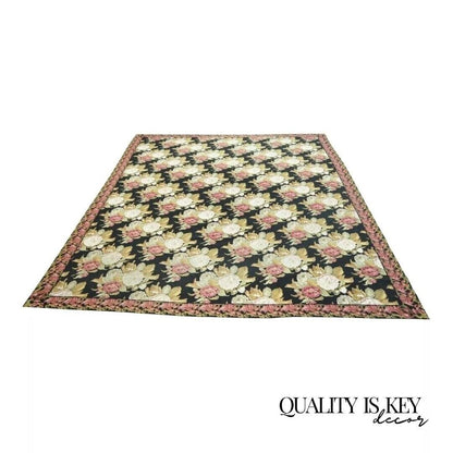 Antique Large 164"x120" American Art Nouveau Floral Hand Hooked Wool Rug Carpet