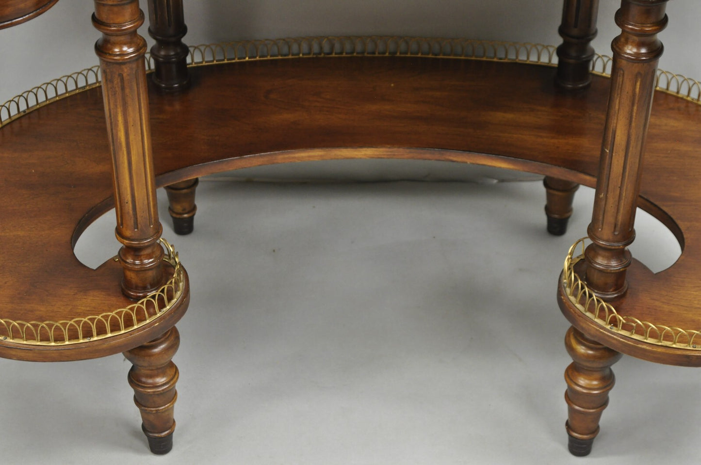 Vintage French Regency Cherry Wood "Kidney Bean" Desk Console Table w/ Drawer