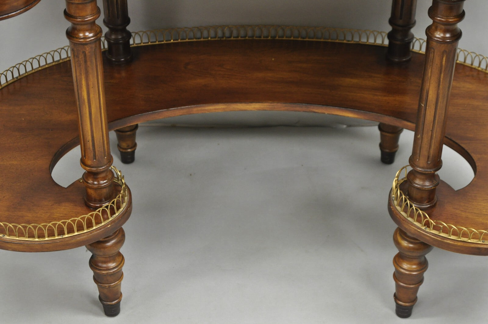 Vintage French Regency Cherry Wood "Kidney Bean" Desk Console Table w/ Drawer