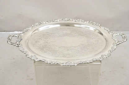 Vintage Poole 400 Lancaster Rose Large Silver Plated Serving Platter Bar Tray