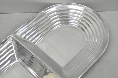 Vintage Mid Century Modern Art Deco Cast Aluminum 2 Section Serving Dish Platter