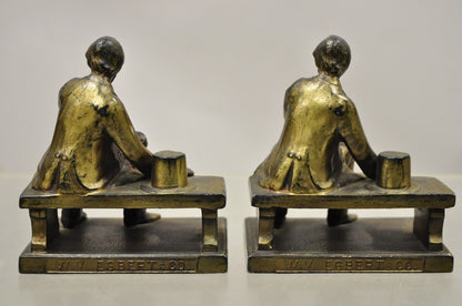 Antique W.V. Egbert Co Seated Abraham Abe Lincoln Metal Bronze Bookends