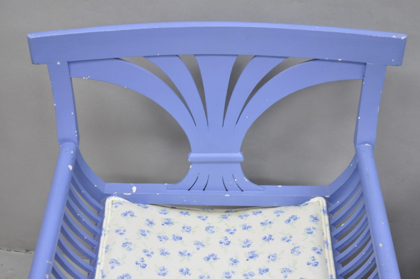 Vintage Hollywood Regency Italian Style Blue Curule X-Frame Arm Chair - a Pair