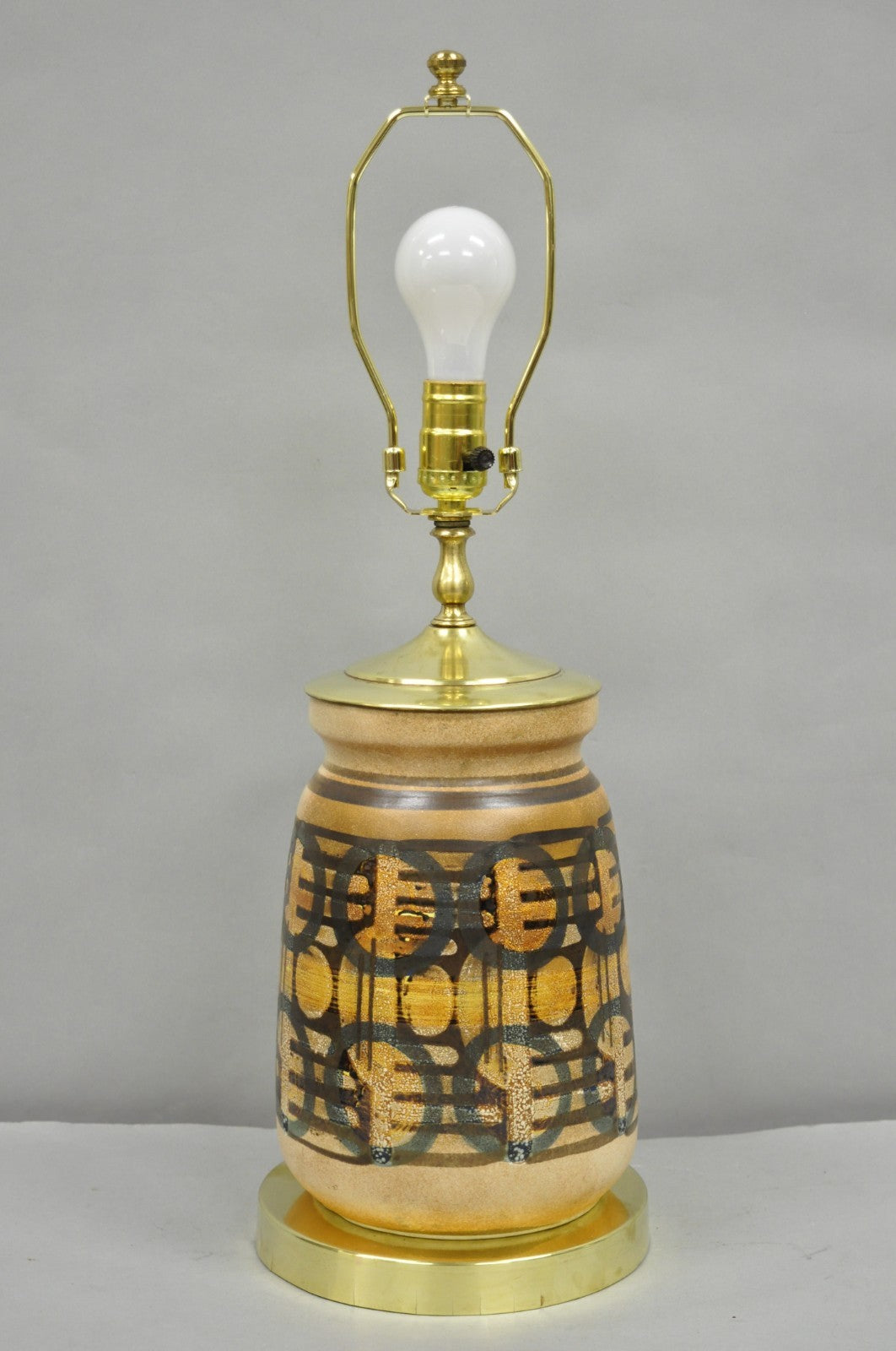 Vintage Mid Century Modern Lapid Pottery Israel Ceramic Vase Table Lamp