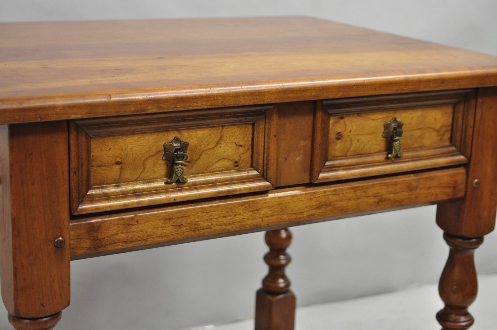 Antique L & J G Leopold Stickley Jacobean Cherry Wood One Drawer End Side Table
