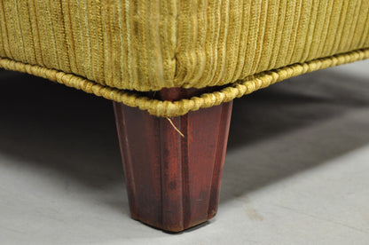 Vintage Traditional Mahogany Leg Green Upholstered Footstool Ottoman