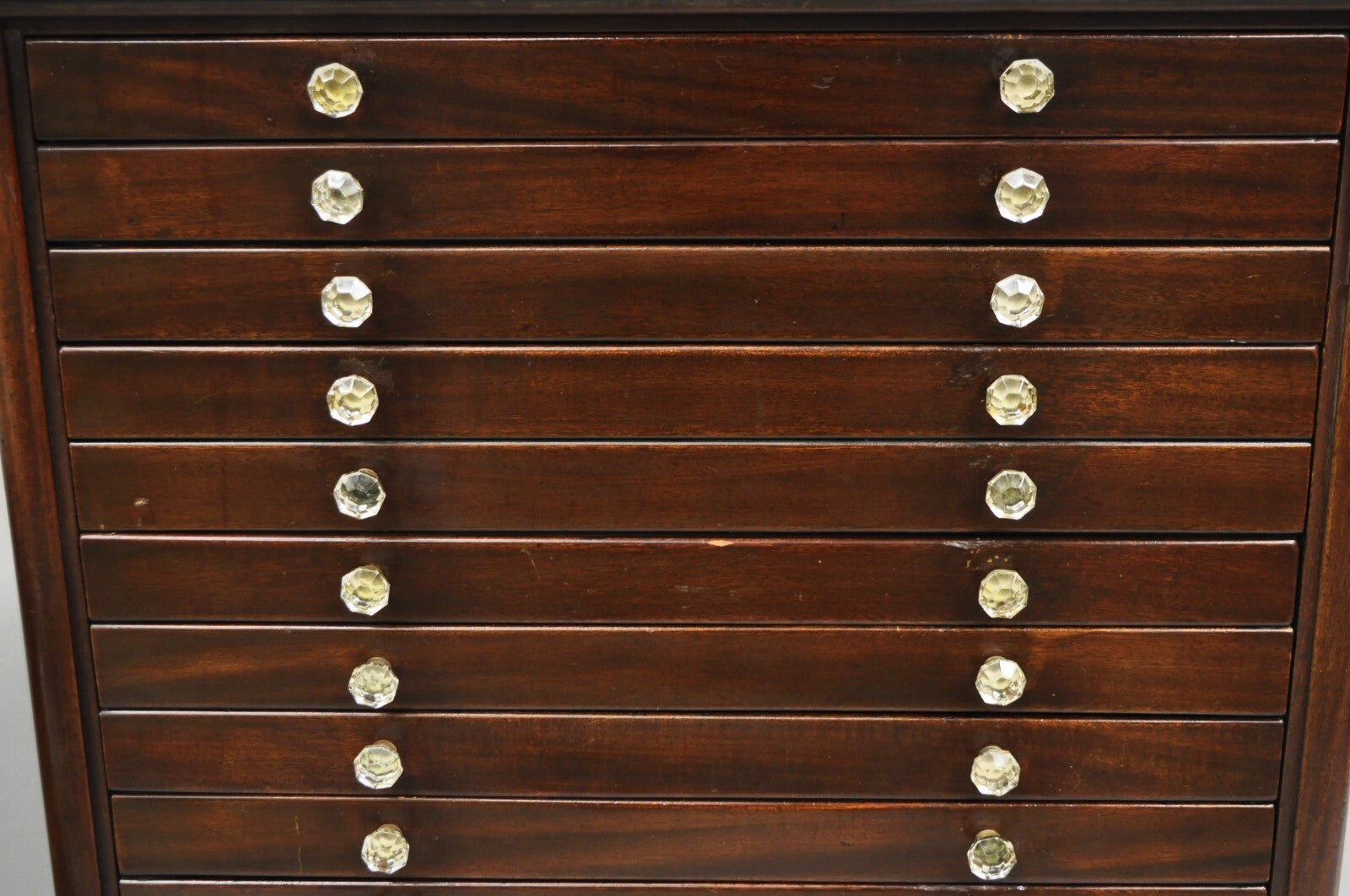 Antique Arts & Crafts Mahogany 15 Drawer Medical Dental Cabinet w/ Marble Base