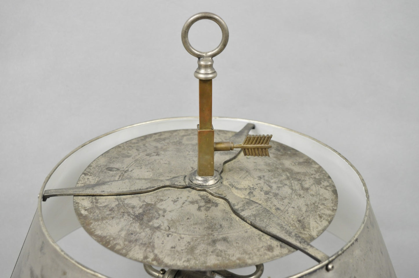 Visual Comfort & Co French Country Antiqued Pewter Bouillotte Tole Table Lamp