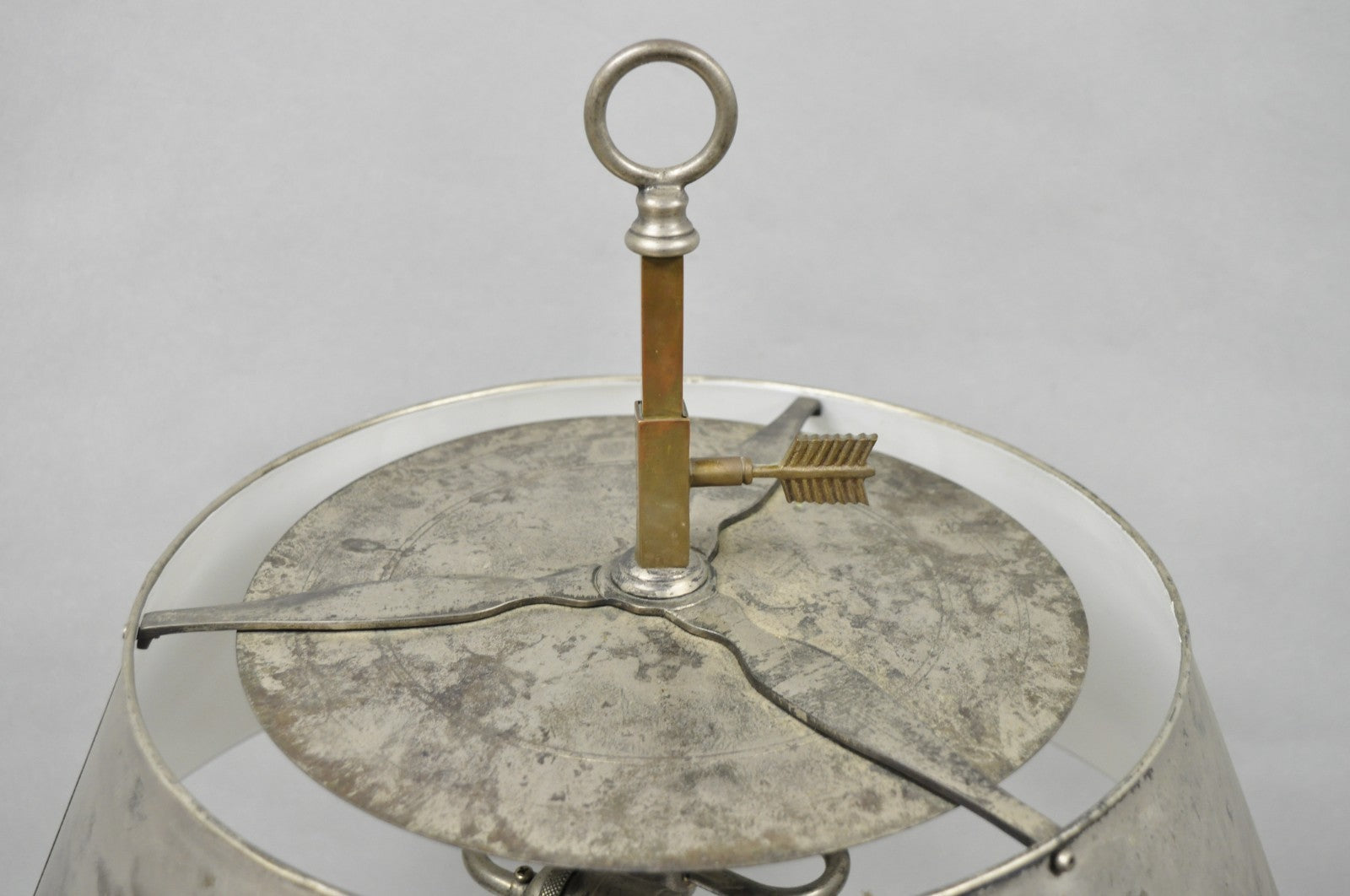 Visual Comfort & Co French Country Antiqued Pewter Bouillotte Tole Table Lamp